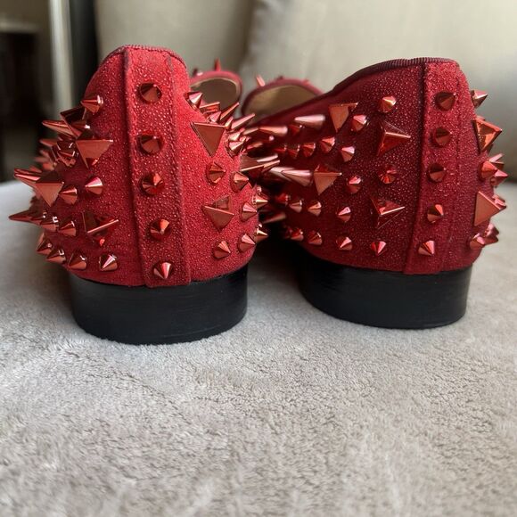 Ferucci Red Spike Rivet Flat Slip On Loafers Men 13 Art To Wear Slipper Bling - Picture 11 of 15